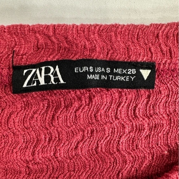 Zara puff sleeve textured top pink size S - Picture 5 of 6